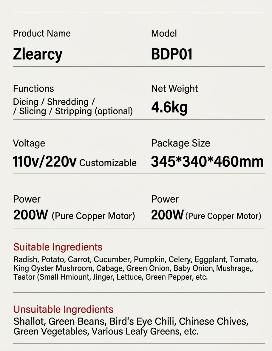 Zlearcy Multifunctional Vegetable Chopper (BDP01)