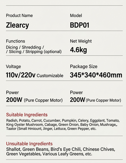 Zlearcy Multifunctional Vegetable Chopper (BDP01)